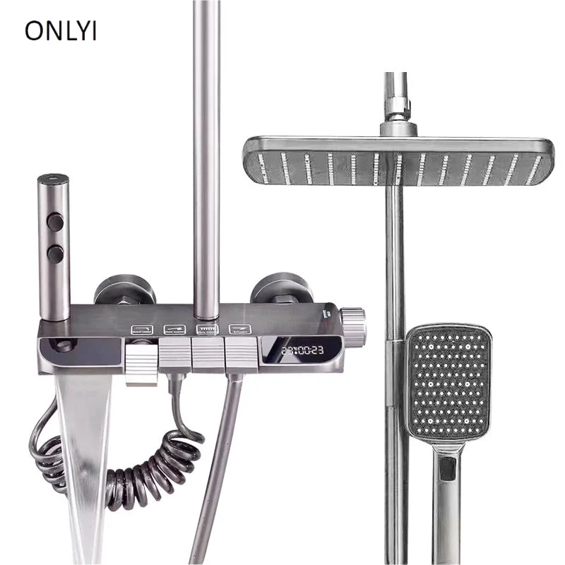 Contemporary Shower Faucets Display Shower Set White Storage Rack Storage Table Pressurized Rain Shower Set