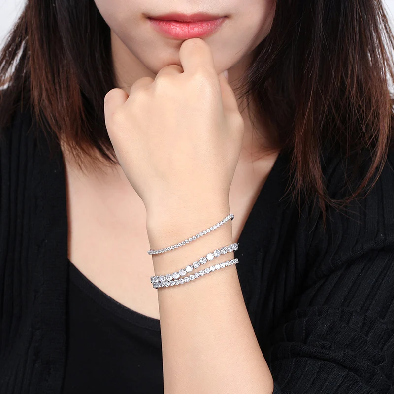 RINNTIN SB61 Luxury Tennis Bracelet Women Men Accessories 925 Sterling Silver Custom 2mm 3mm 4mm CZ Diamond