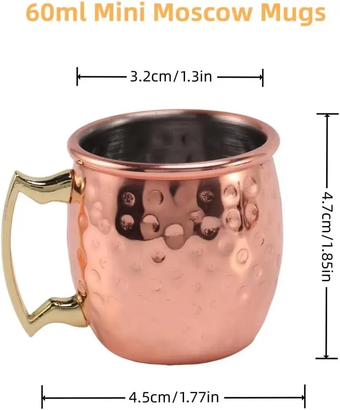 Mini 2-Ounce Copper Plated Stainless Steel Mug Espresso Mini Shot Cup