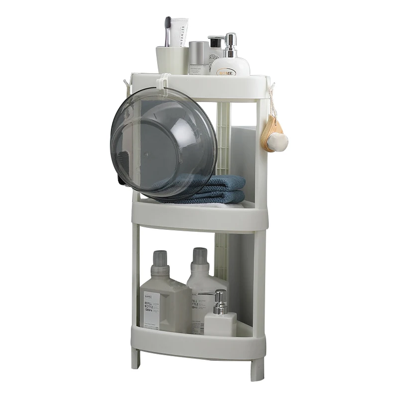 Bathroom white shelf stand Plastic 3 layers Corner Shelf Shower Basket Storage holders for Bathroom and kitchen