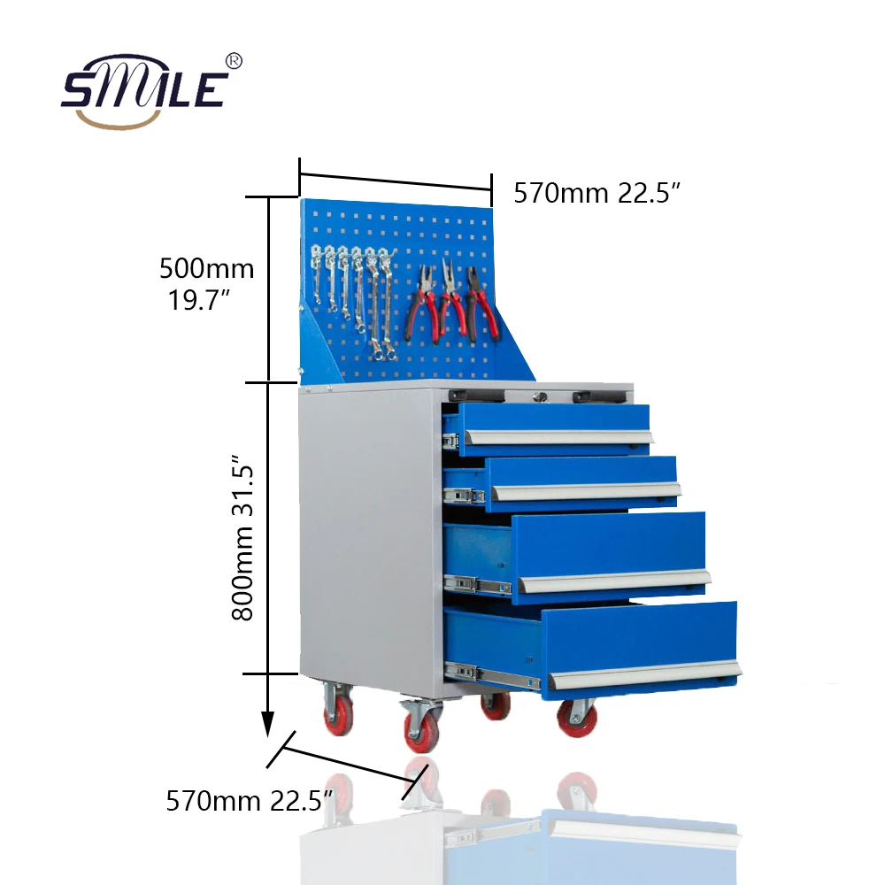 CHNSMILE Customizable Factory Supply Sheet Metal Fabrication Services Rolling Tool Cabinet Labs Stainless Steel Storage Trolley