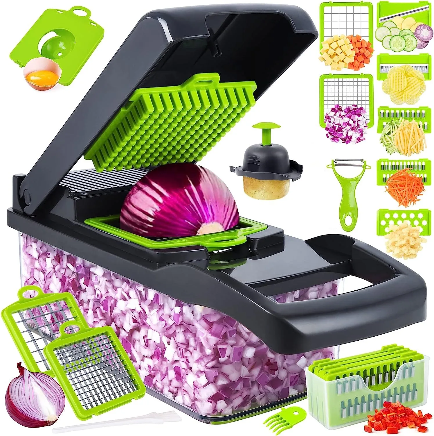 New Professional Vegetable Chopper Mandoline Onion Cutter Portable 16 In 1 Blade Manual White Multifunction Vegetable Cutter