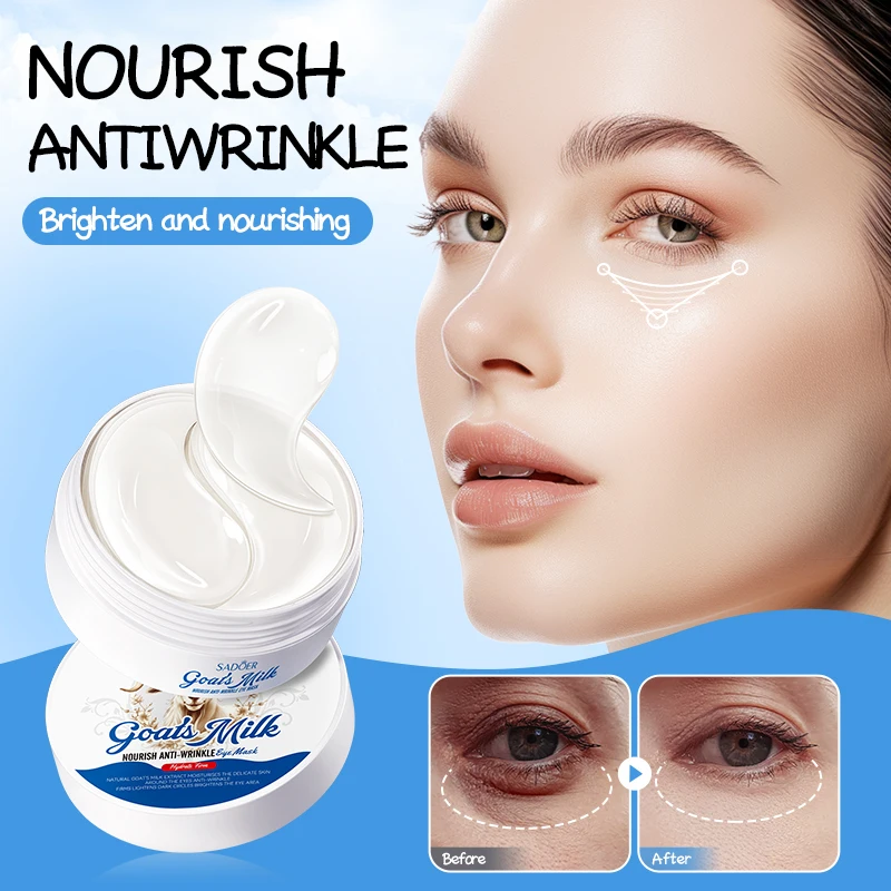 OEM SADOER Private Label Goat Mik Nourish Anti-wrinkle Remove Dark Circles Eye Mask Wholesale Korean Organic Under Eye Patches