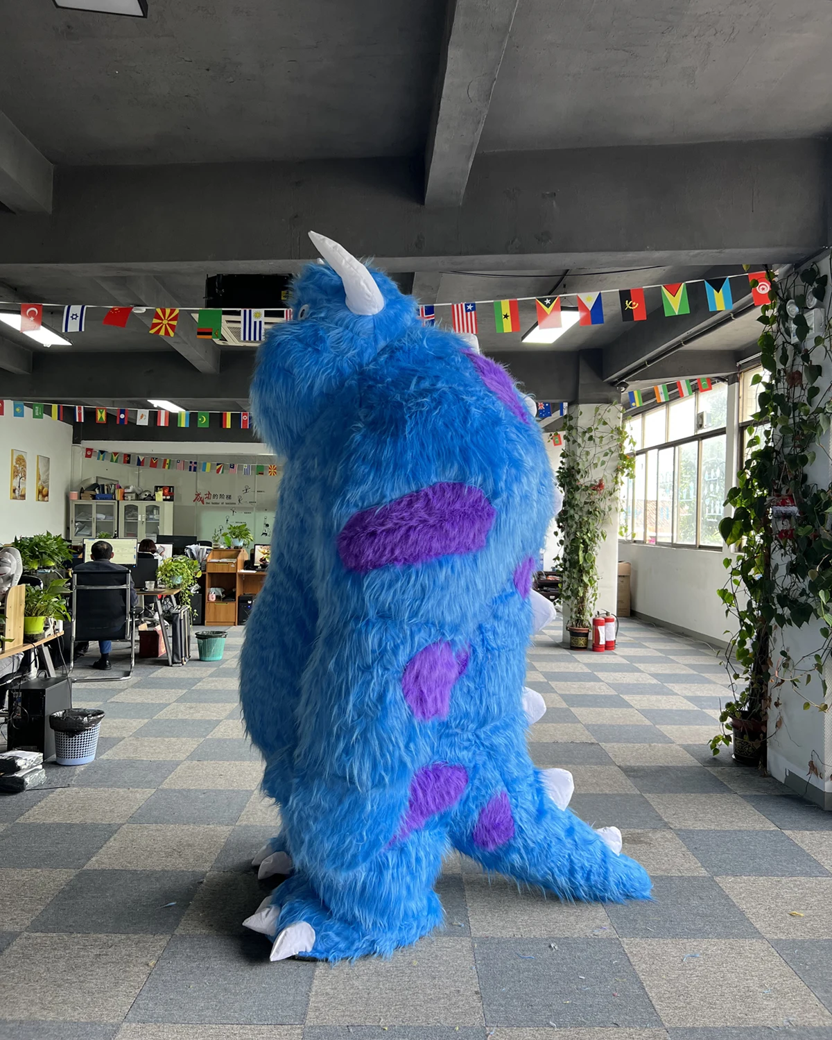 Unisex Adult Inflatable Monster Cartoon Character Sully Mascot Costume Halloween Rental Props