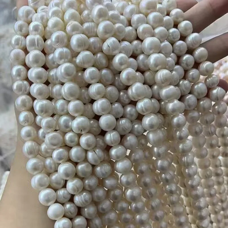 cheap Natural Freshwater White 4-11mm Potato round thread Pearls String loose beads Pearl for Jewelry Making wholesale