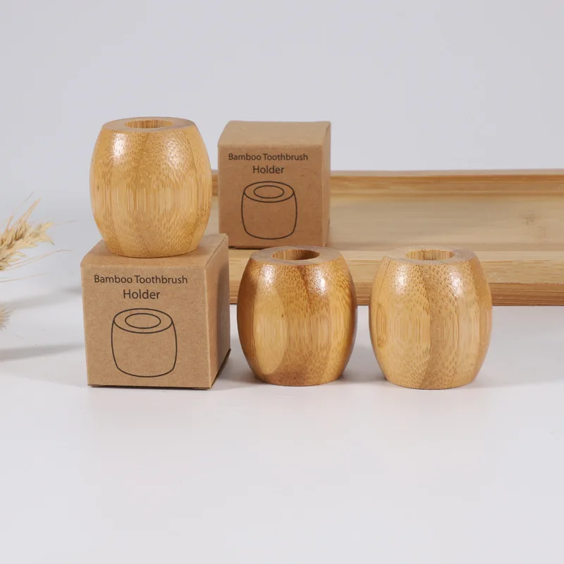 Manufacturer factory Toothbrush seat toothbrush placing a bamboo toothbrush Holder Bamboo and wood base round bamboo base