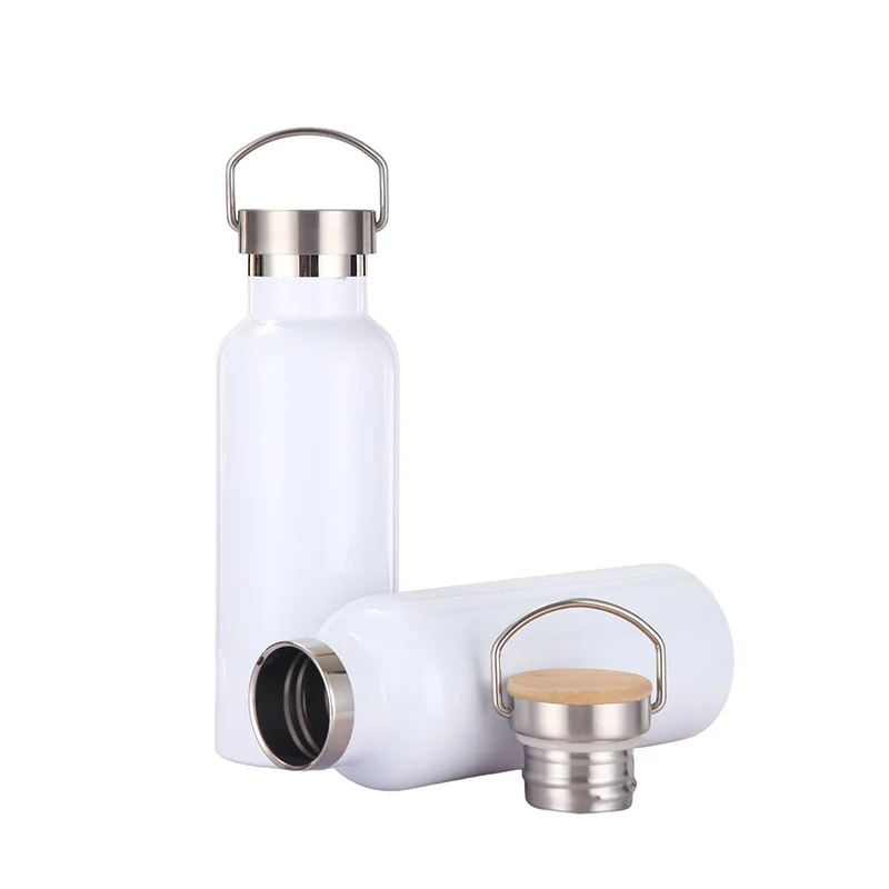 Customized 500ml Insulated Stainless steel Double Wall Sports sublimation blanks stainless steel water bottles with bamboo lid