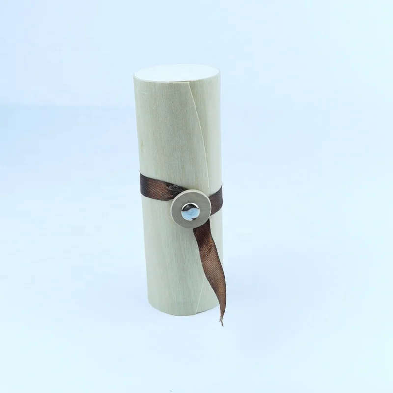 customize useful essential oil dropper bottle small gift package round wood box with silk ribbon