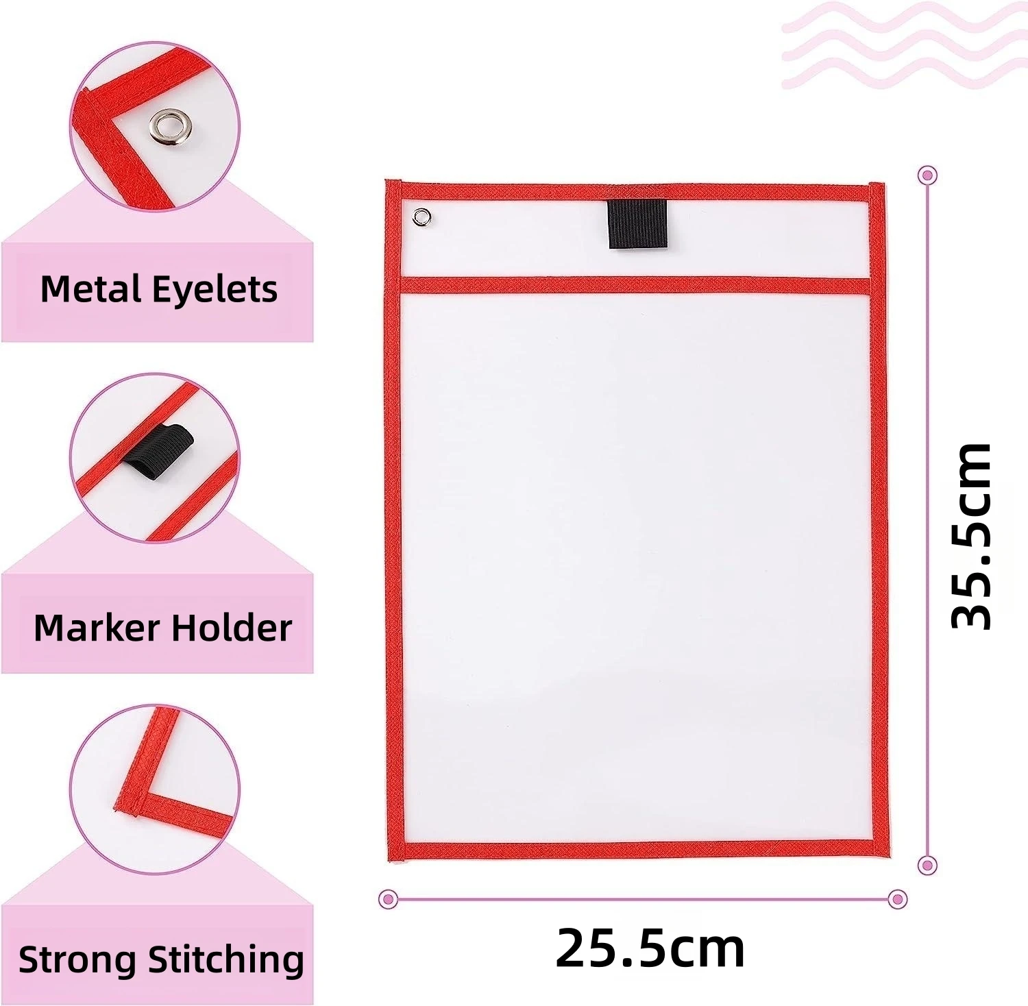 Custom Clear Plastic Reusable Sleeves School Teacher Supplies Dry Erase Pockets for Kids