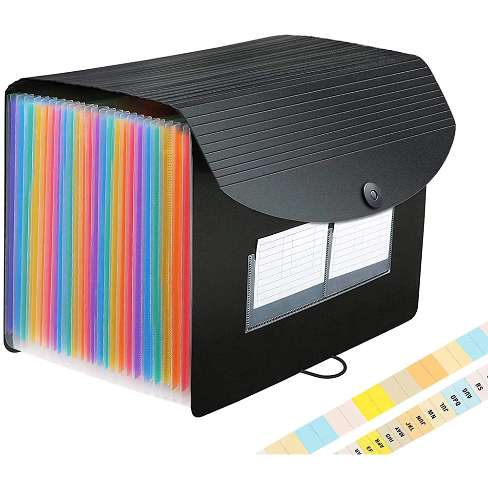 Портативная растягивающаяся обложка формата А4, органайзер для файлов гармодиана, формование горячим нажатием, многоцветная папка для файлов с 24 кармашками