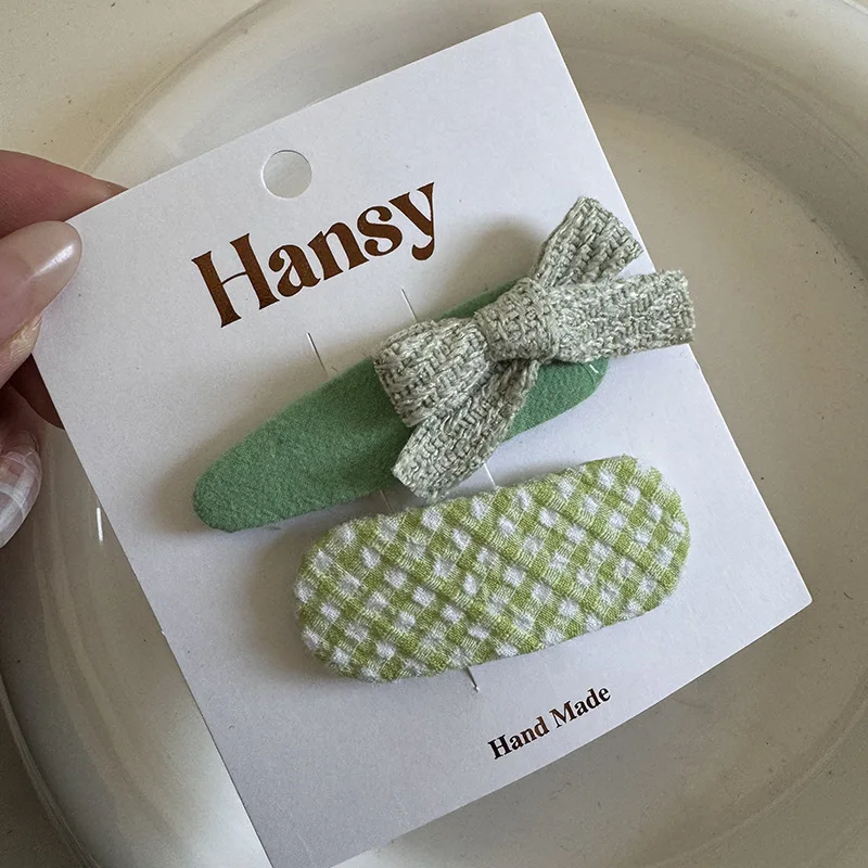 YANYE 2Pairs/Pack Small Fresh Matcha Green Big Bow Girls Forest Style Alligator Hair Accessories Hairpin Hair Clip For Women