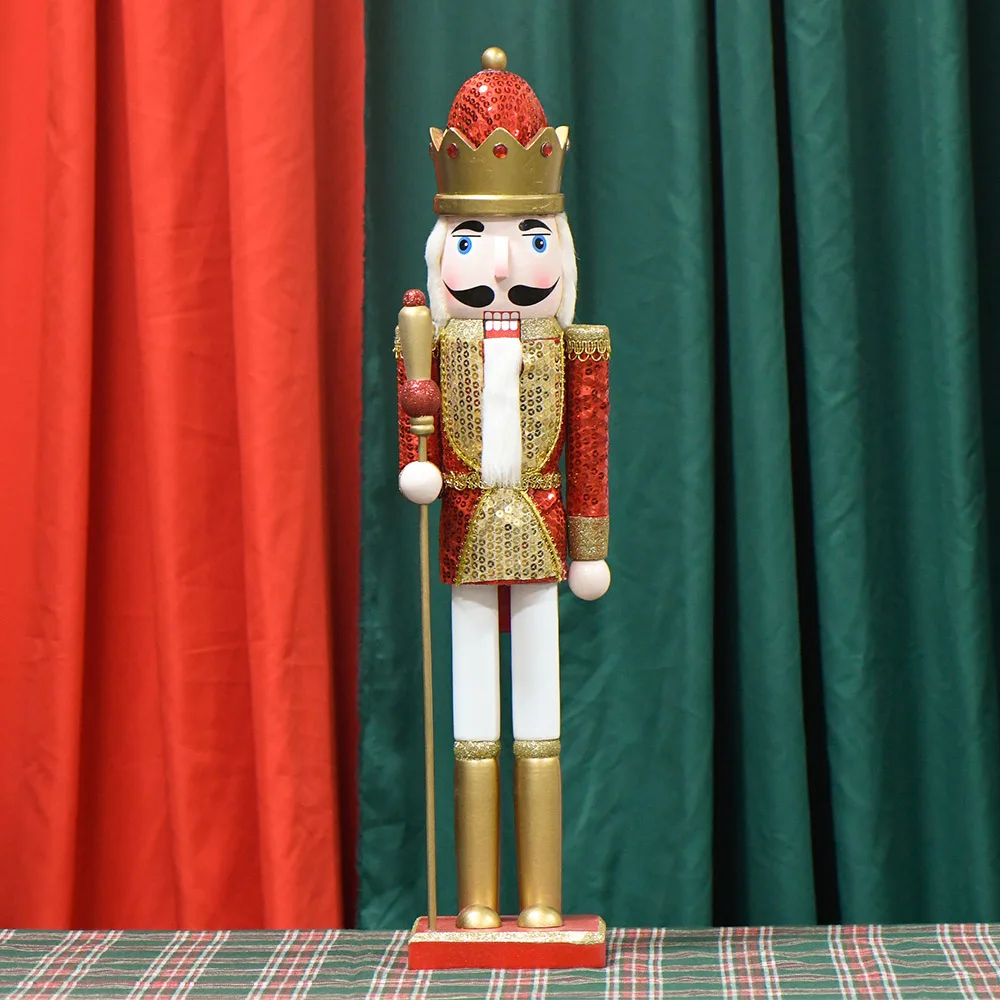 Деревянный Рождественский декоративный Щелкунчик с блестками 60 см