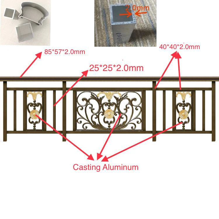 Cheap Aluminium Fence Balcony Railings Customized Design Simple Grill Fence for Villa