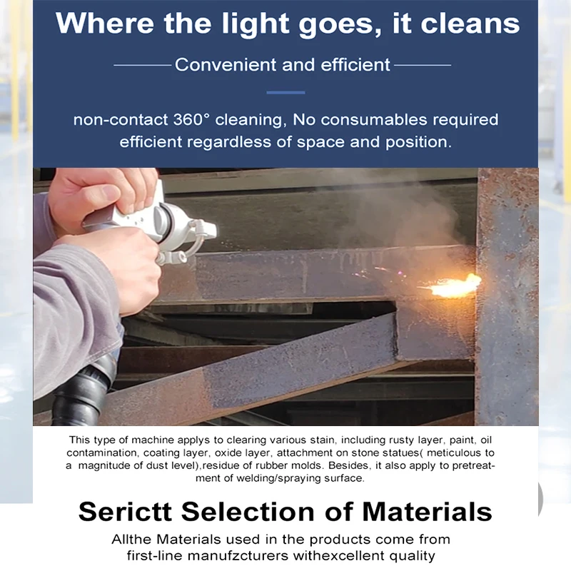 High Quality 1000w 2000w Fiber Laser Cleaning Machine for Oil Stain Rust Coating Materials Paints Removal Laser Cleaner