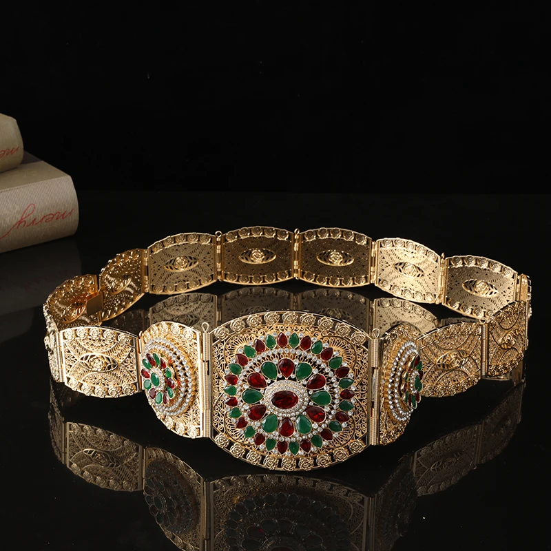 Высококачественный золотистый пояс со стразами на заказ, роскошный свадебный металлический пояс Caftan для женщин