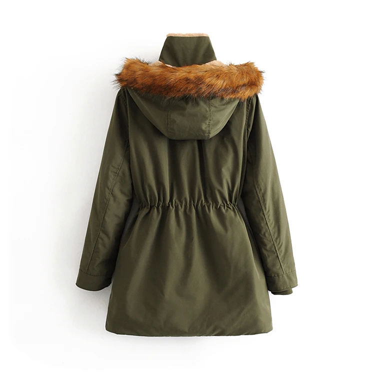 New Fashion Luxury Windproof Long Trench Coat Womens Zipper Peacoat Jacket With Fur Collar