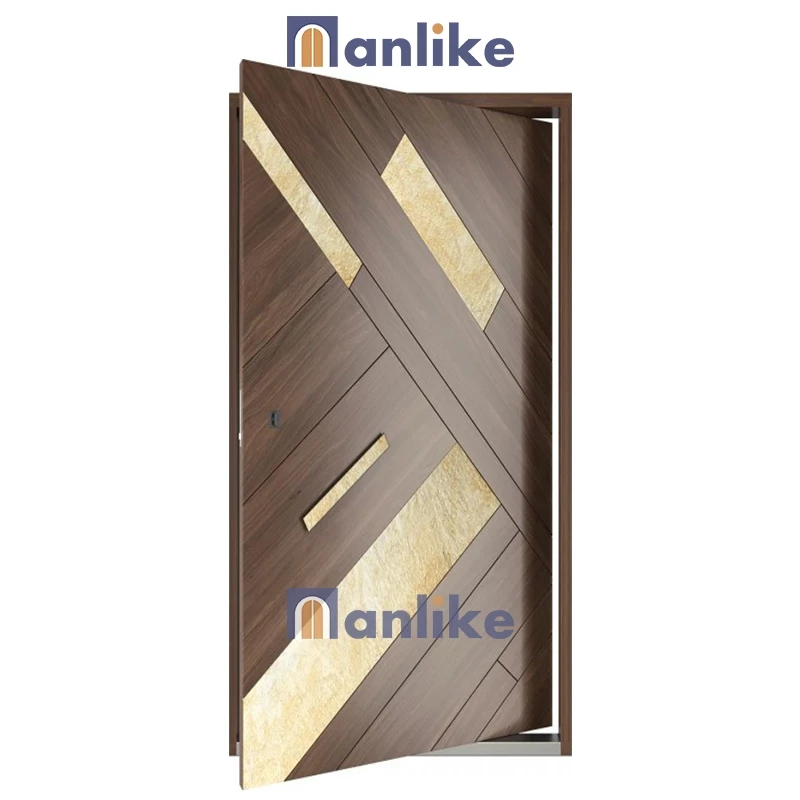 Anlike Chinese Supplier Luxury Commercial 8 Ft High Quality Main Design Modern Solid Wooden Soundproof Doors