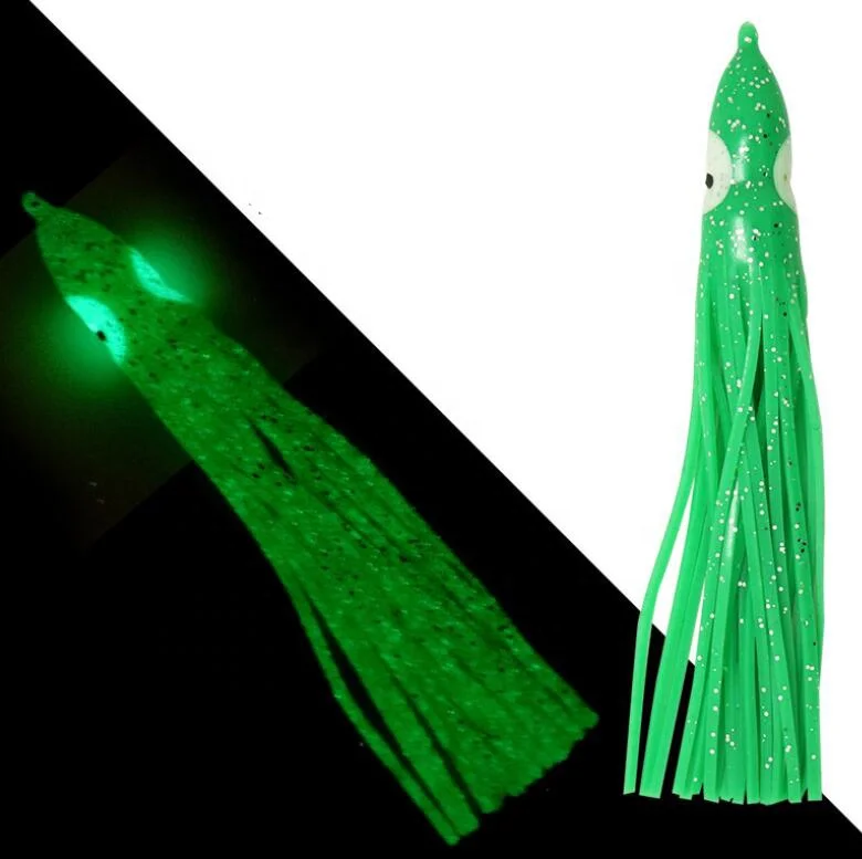 50mm 90mm 115mm Rubber octopus fishing lure Silicone glow hoochie soft octopus lure luminous squid skirts for 5pcs/bag