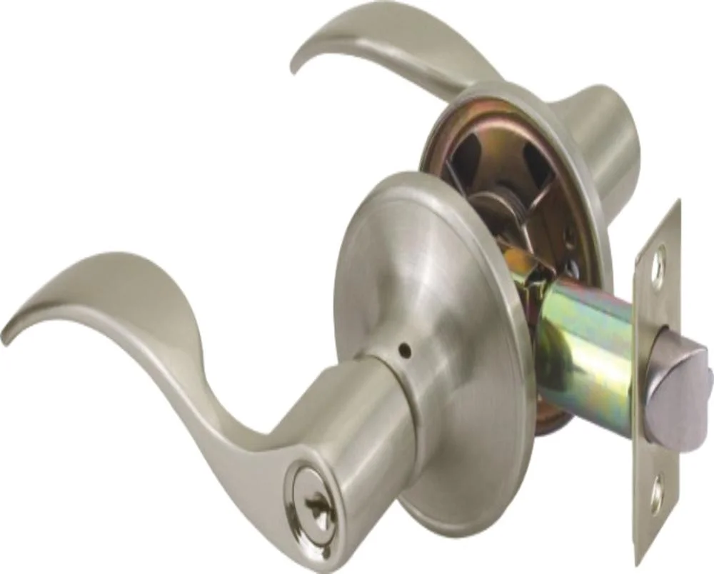 Security Hardware Bedroom Wooden Door Set Lock Lever Silver Door Handle