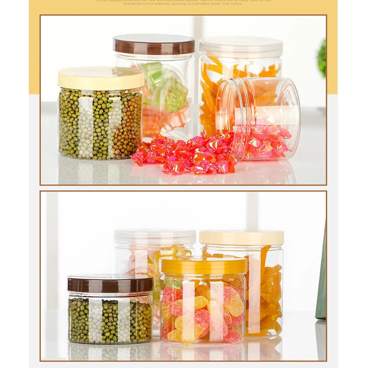 High Quality empty 500 ml bottle candy clear food grade plastic pet jar