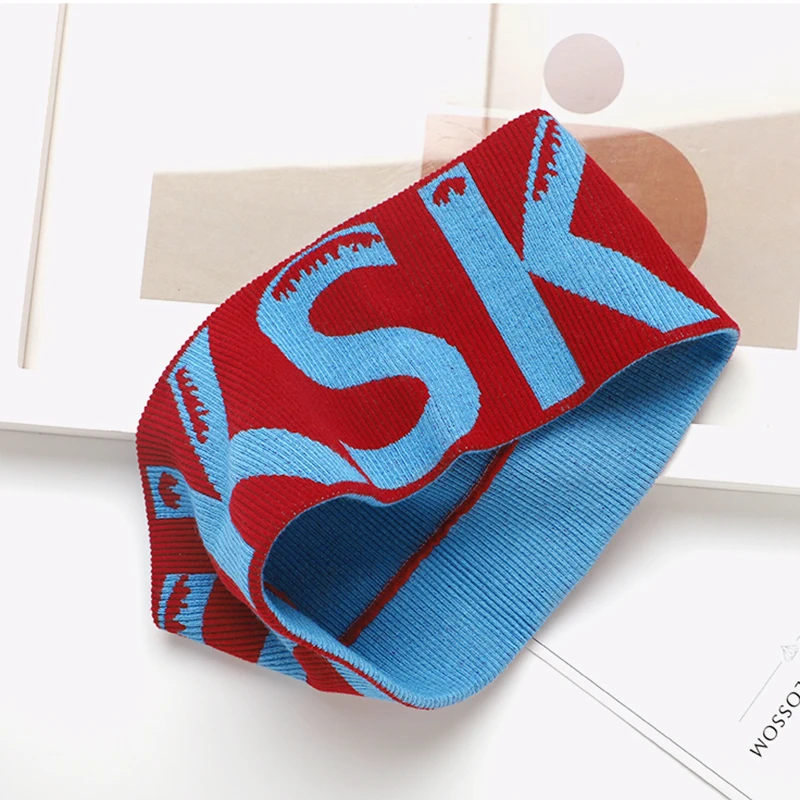 Winter Custom Printed Jacquard Logo Sport Headbands Unisex Running Athletic Knitted Headband For Men