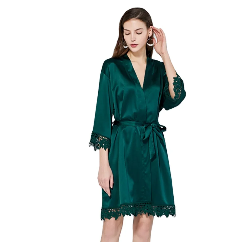 819 Bridesmaid robe bridal women lace satin robe ladies sleepwear hot style