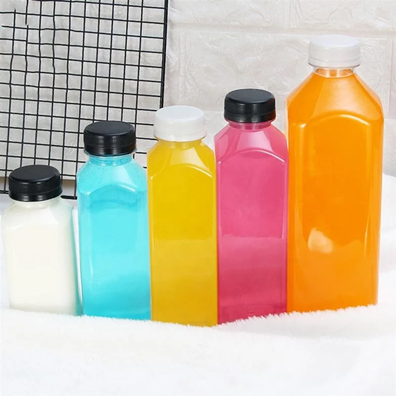 8 oz 16 oz 330 ml drink bpa free transparent juice plastic empty pet square juicer containers beverage bottle for beverage juice