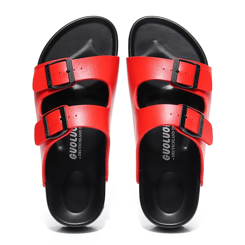 summer slippers casual quality home indoor outdoor men pu leather slippers for men