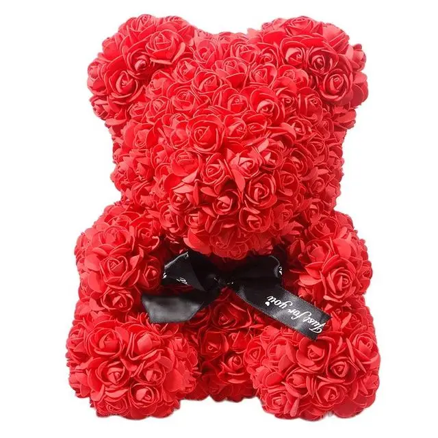 2022 Customized Romantic teddy bear valentine rose Teddy Bear Gift Birthday Present Christmas Wedding Artificial Flowers