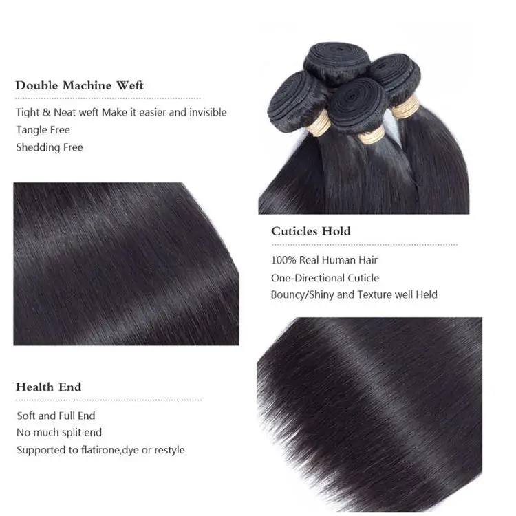Wholesale virgin unprocessed Malaysian bone straight natural color  human hair bundle extension