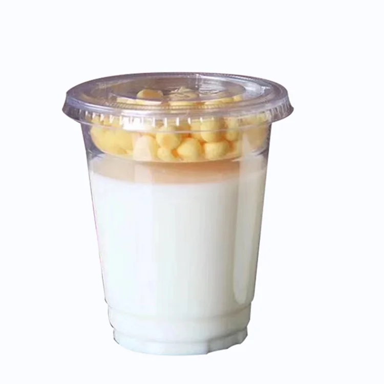 Custom 16oz Disposable Plastic Yogurt Cup Pet Cup with dome lid