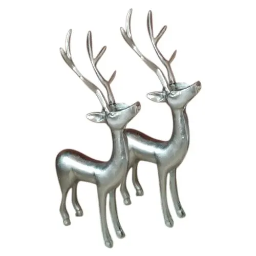 Silver Aluminum Reindeer Ornament Stylish Home Decor Christmas Sculpture for Interior Christmas Ins Style