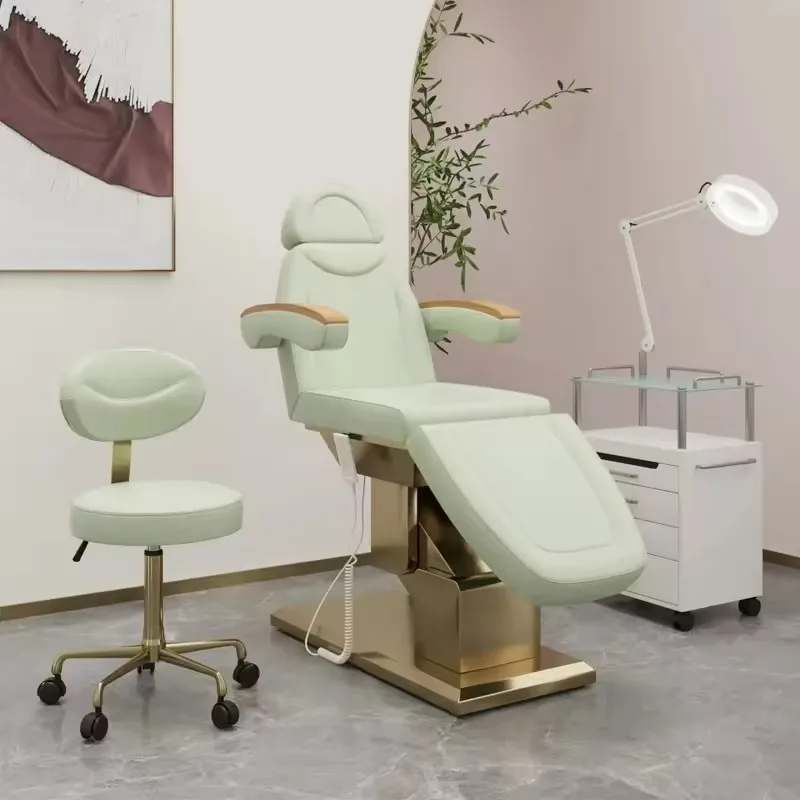 Luxurious golden esthetician beauty salon furniture massage tables modern lash massage beds spa beauty bed