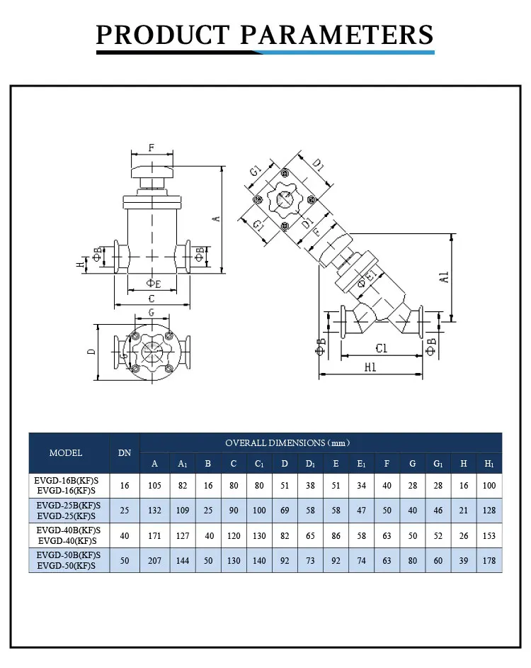 HIGH VACUUM MANUAL STRAIGHT ANGLE VALVE, DN16-DN50