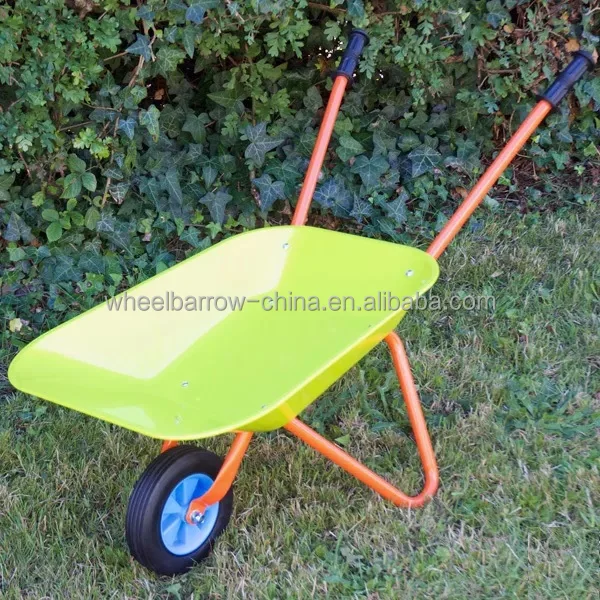 Kids Wheelbarrow Outdoor Kids Toy Wheelbarrow Steel Tray Rubber Hand Grip Durable Metal Child Barrow Toddler Garden Wheel Barrel