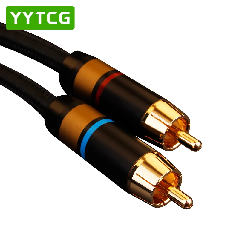  Высококачественный аудиокабель 2RCA 6N 99.9999% OFC штекер-штекер RCA для усилителя с позолоченным разъемом системы