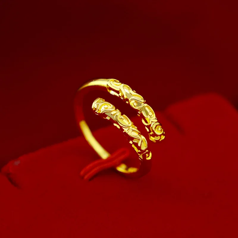 Dropshipping Fashion 14K Yellow Gold Ring Jewelry Adjustable Golden Cudgel Unisex Women Men Rings for Couple Party