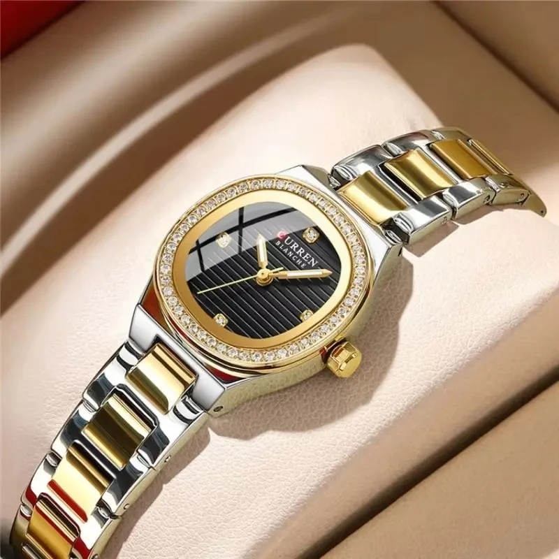 Curren 9101 Fashion Diamonds Casual Quartz Wristwatches Women Stainless Steel Luminous Hands Simple Dress Watch Ladies Bracelet