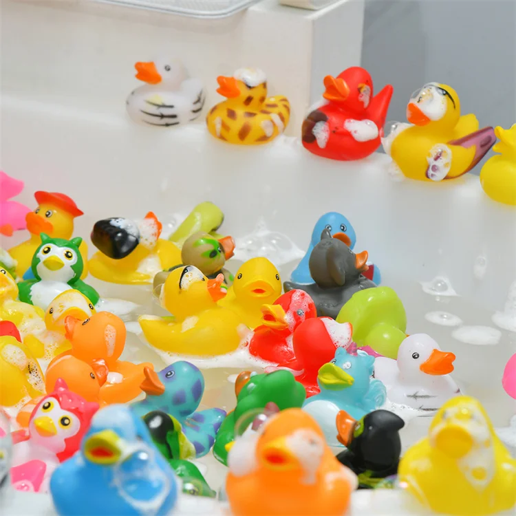 Custom Oem Floating Animal Soft Rubber Duck Bulk Bathtub Squeaky Bath Duck Bathroom Accessories Rubber Ducky