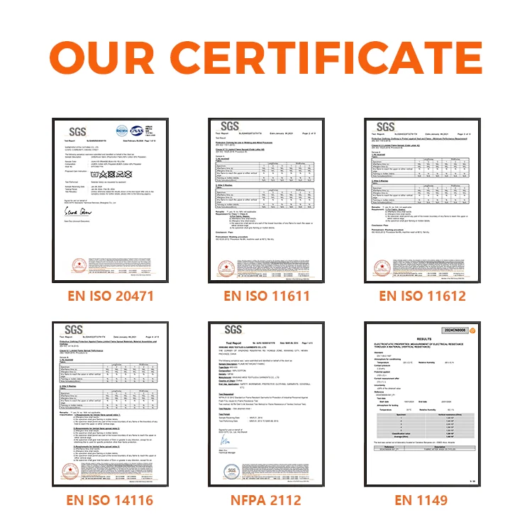 EN11612 Hi Vis Safety FR комбинезоны для автозаправочной станции Спецодежда огнестойкая хлопчатобумажная Рабочая одежда твил антистатические