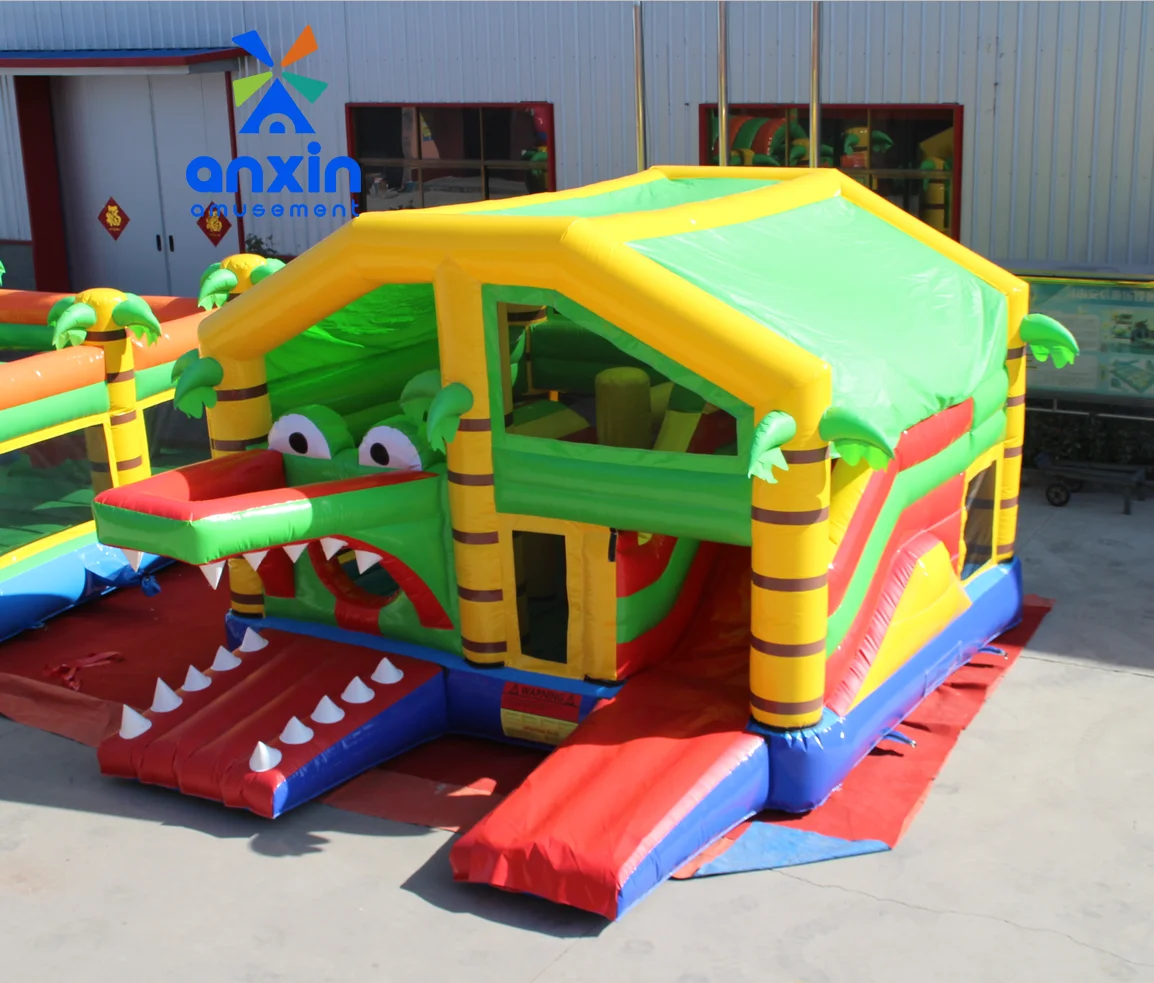 Crocodile themed inflatable little bouncing bed made in china factory direct sale cheap new style hot sale