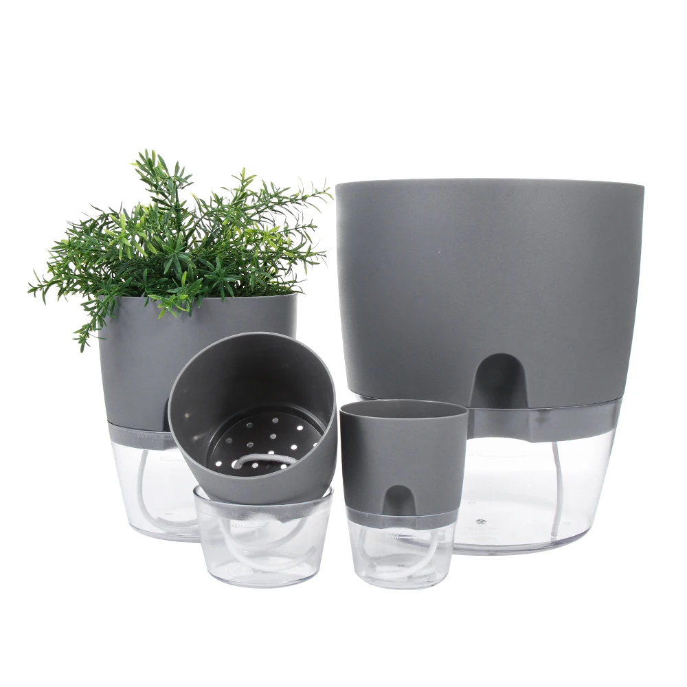 1PC 2-Layer Self Watering Lazy Flowerpot Automatic Water Absorption Transparent Circle Hydroponics Succulent Plant Flower Pot