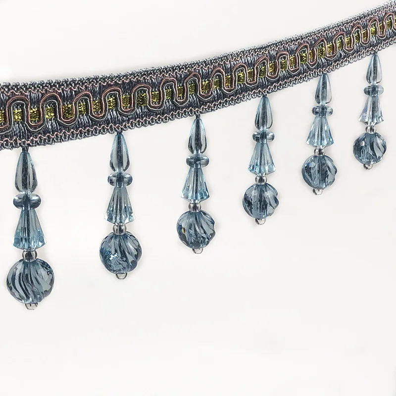 Multicolor 12.5 Yard Braid Beaded Pendant Curtain Tassel Hanging Ball Fringe Trims For Home Decoration