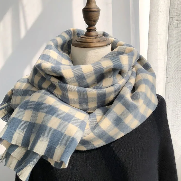 Plaid Delicate Winter Scarf Faux Cashmere Thermal Scarf Wholesale High Quality Soft Scarves For Women