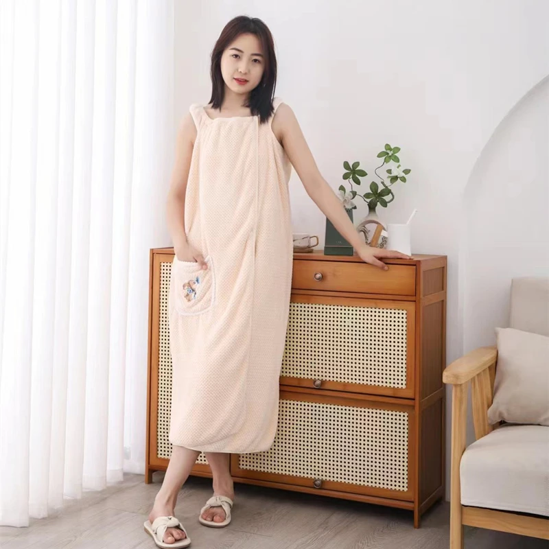Magic SPA Shower Towel Body Wrap Microfiber Coral Fleece Bathrobe Towel Dress Wearable Bath Towel Lady Girls