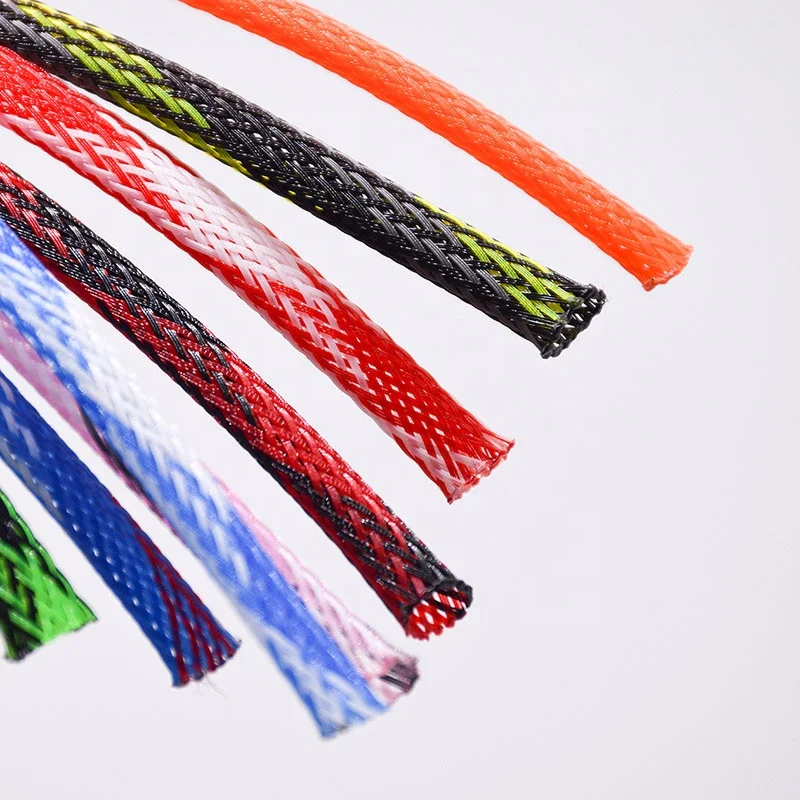 Высокая плотность ПЭТ черный кабель защиты Плетеный расширяемый шланг