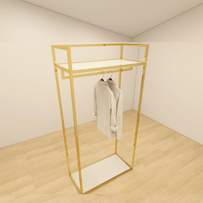 Custom Gold Lady Wedding Dress Garment Display Stand Metal Hanger Rack Furniture for Bridal Store