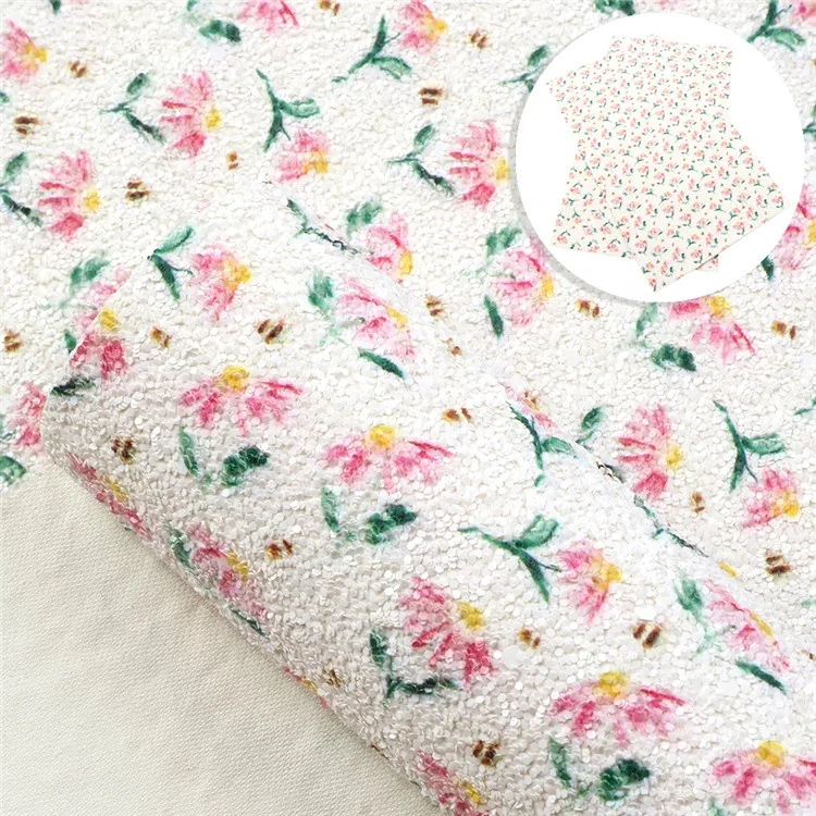 20x33cm Polka Dot Donut UV Printing Chunky Glitter Sheets Fabric For Diy Hair Bows 13858