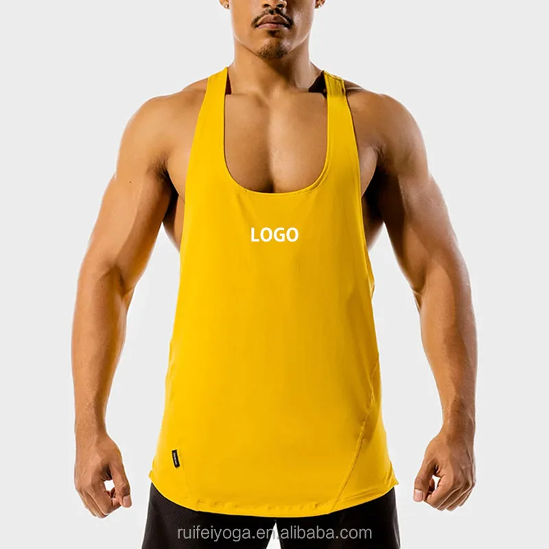 Custom Printed Logo Summer Bodybuilding Muscle Y Back Sleeveless Shirts Running Singlet Plus Size Gym Men Stringer Tank Top