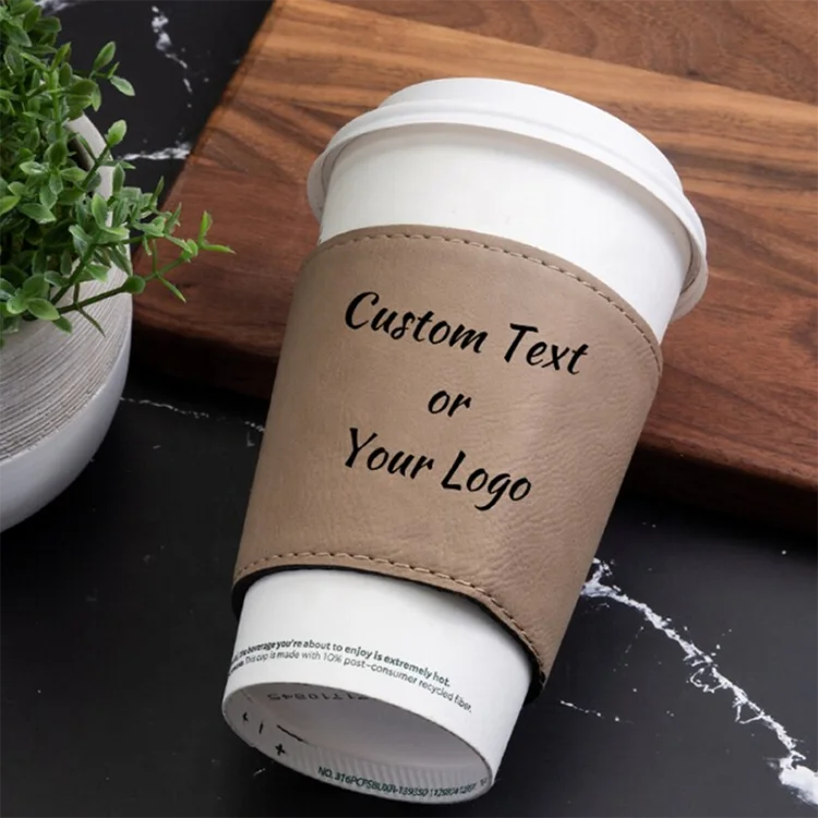 Многоразовые Персонализированные кофейные пузырьки чайные кружки портативные изготовленные на заказ с теплоизоляцией кожаные держатели для чашек